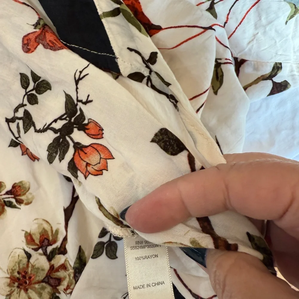 Sandy & Sid Floral Bird Kimono Cardigan Open Front Boho Drape Jacket Size S - Picture 7 of 7